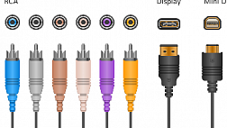 цифровые и аналоговые разъемы HDMI, DVI, BNC, RGB, композит, компонент, тюльпаны, 1394, fire wire, s-video